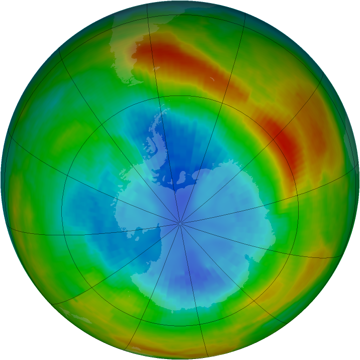 Antarctic ozone map for 06 September 1983
